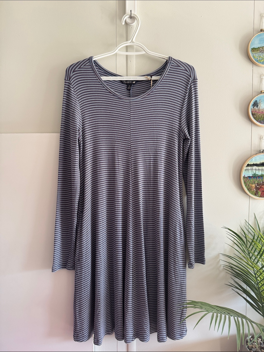 Toad&Co Striped Long-Sleeve Swing Dress M (Nwt)